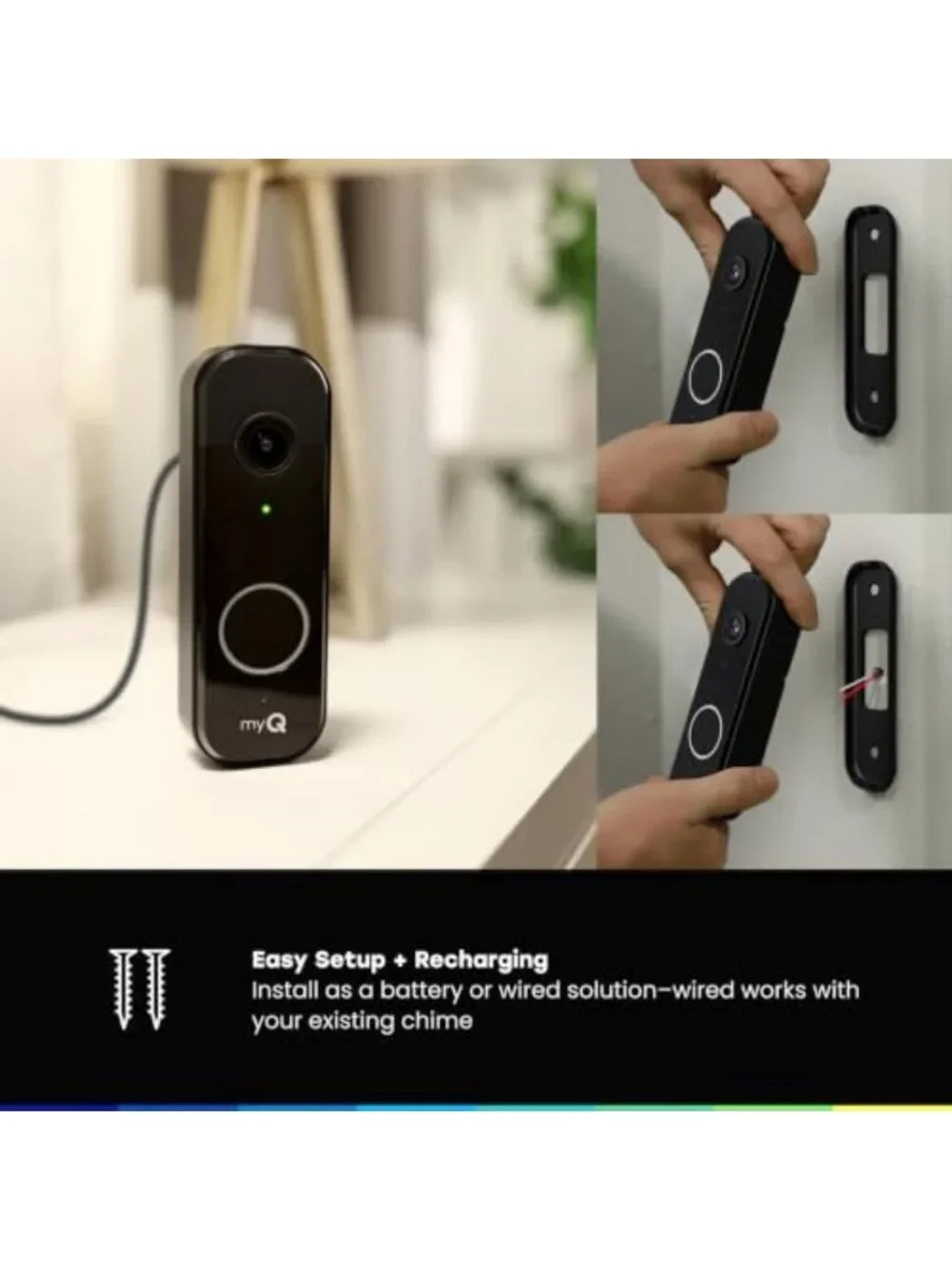 2K Video Doorbell with Color Night Vision, 2-Way Talk, Motion Detection & Alerts